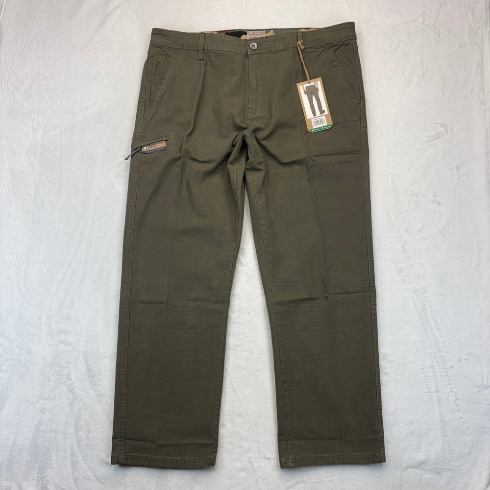 Weatherproof Vintage Mens 38x30 Flex Utility Pants Olive Green Stretch Canvas